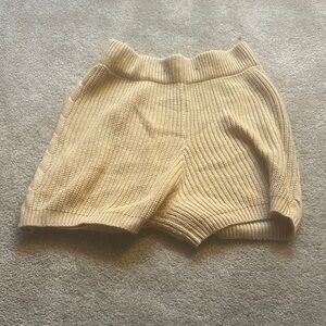 Cozy Knit Shorts in Beige